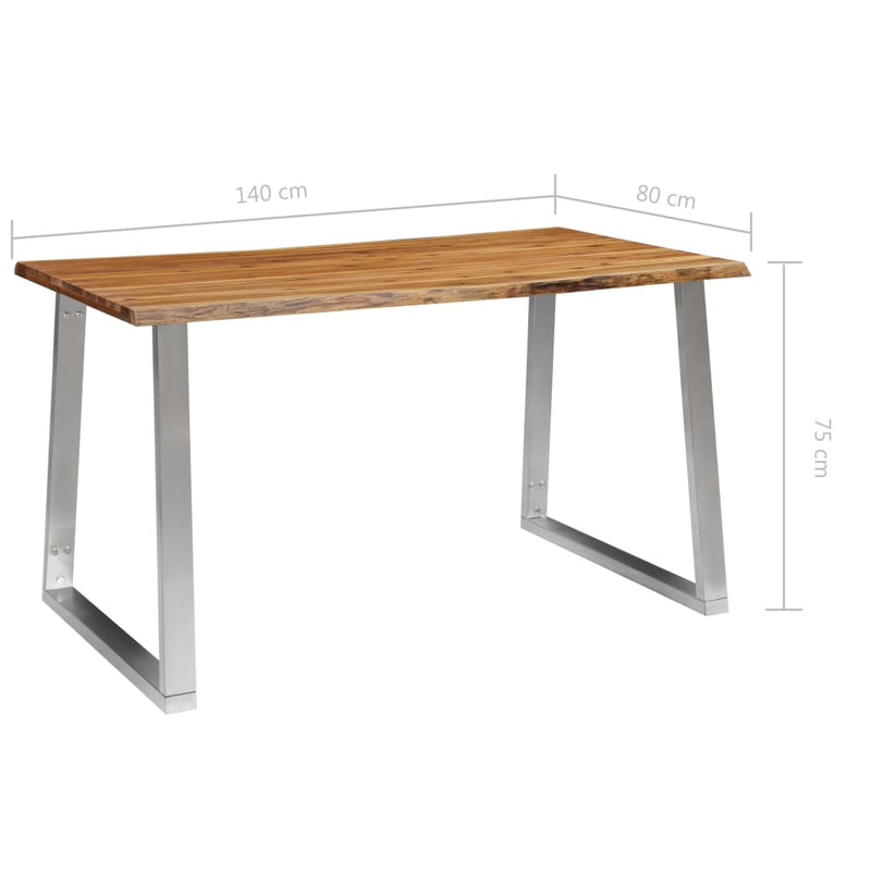 Dining_Table_140x80x75_cm_Solid_Acacia_Wood_and_Stainless_Steel_IMAGE_7_EAN:8719883680996