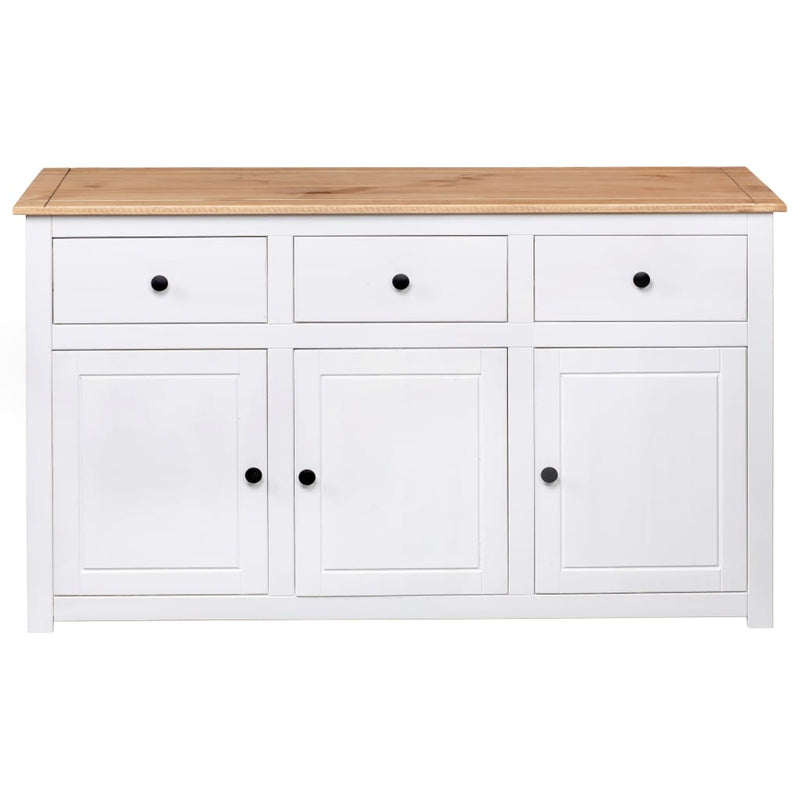 Sideboard White 135x40x80 cm Solid Pinewood Panama Range