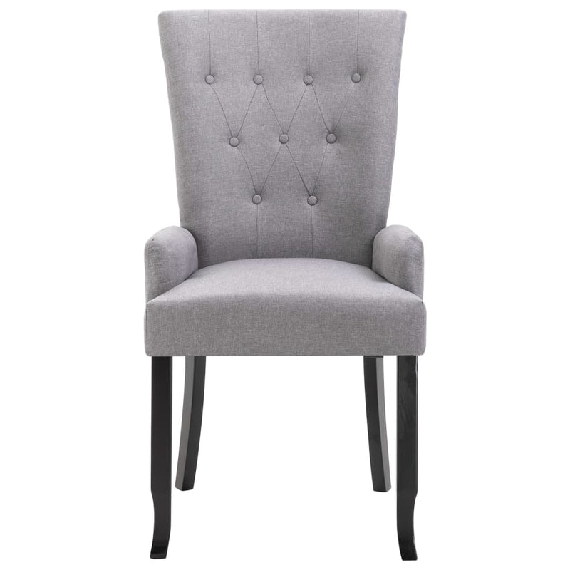 Dining Chairs with Armrests 2 pcs Light Grey Fabric