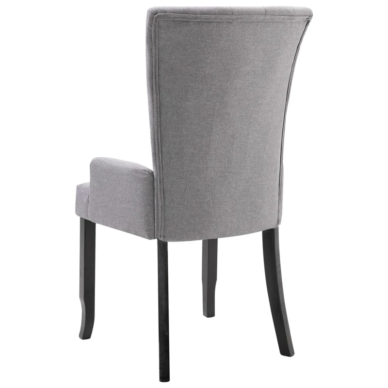 Dining Chairs with Armrests 2 pcs Light Grey Fabric
