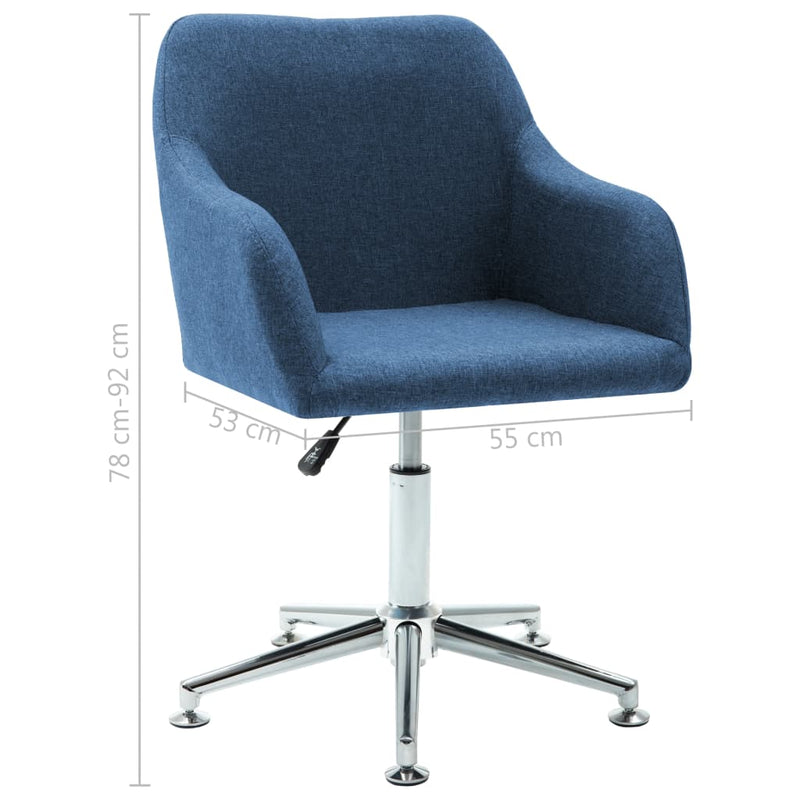 Swivel Office Chair Blue Fabric
