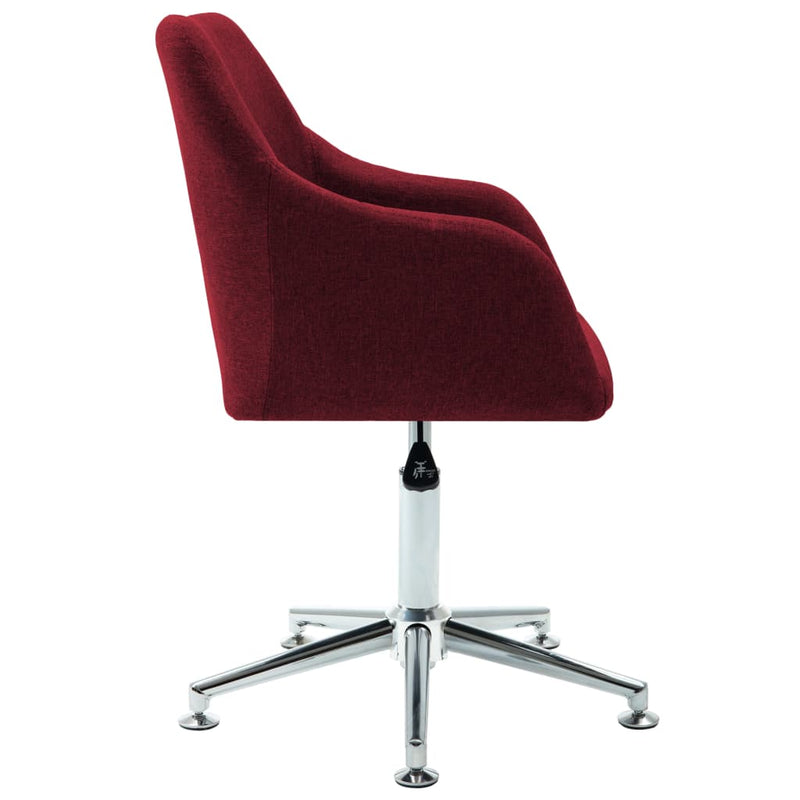 Swivel Office Chair Wine Red Fabric
