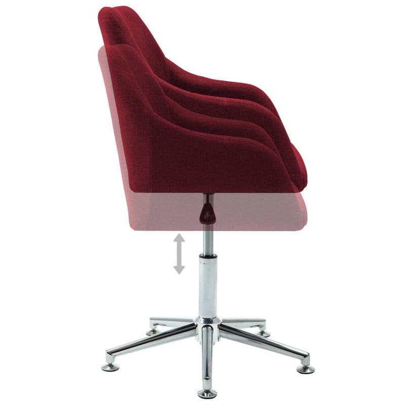 Swivel Office Chair Wine Red Fabric