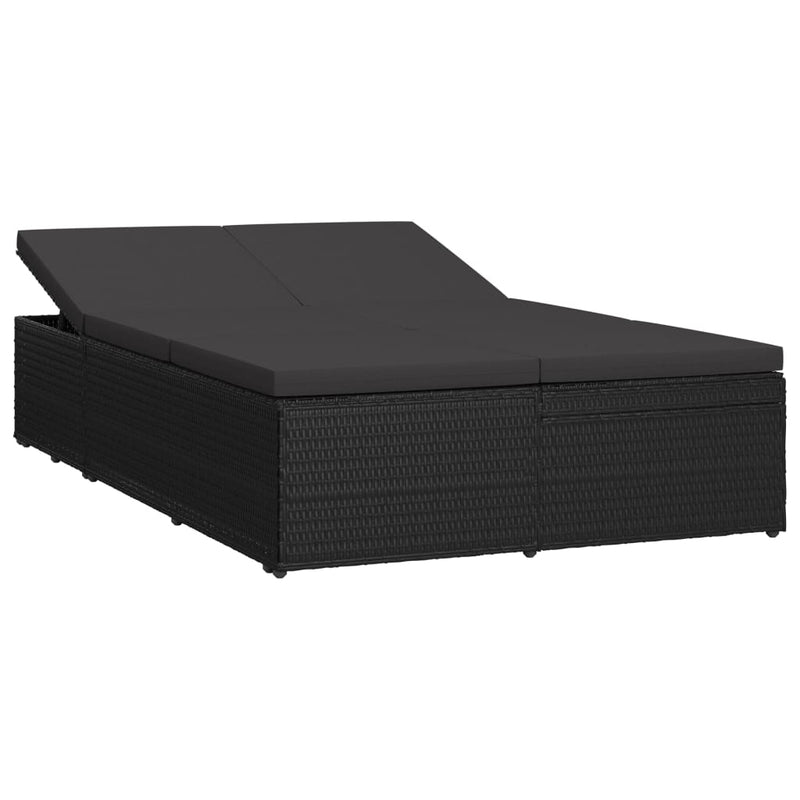 Convertible_Sun_Bed_with_Cushion_Poly_Rattan_Black_IMAGE_2