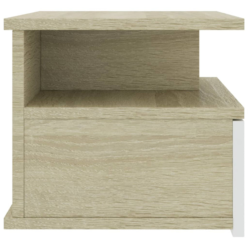 Floating Nightstands 2 pcs White and Sonoma Oak 40x31x27 cm Engineered Wood