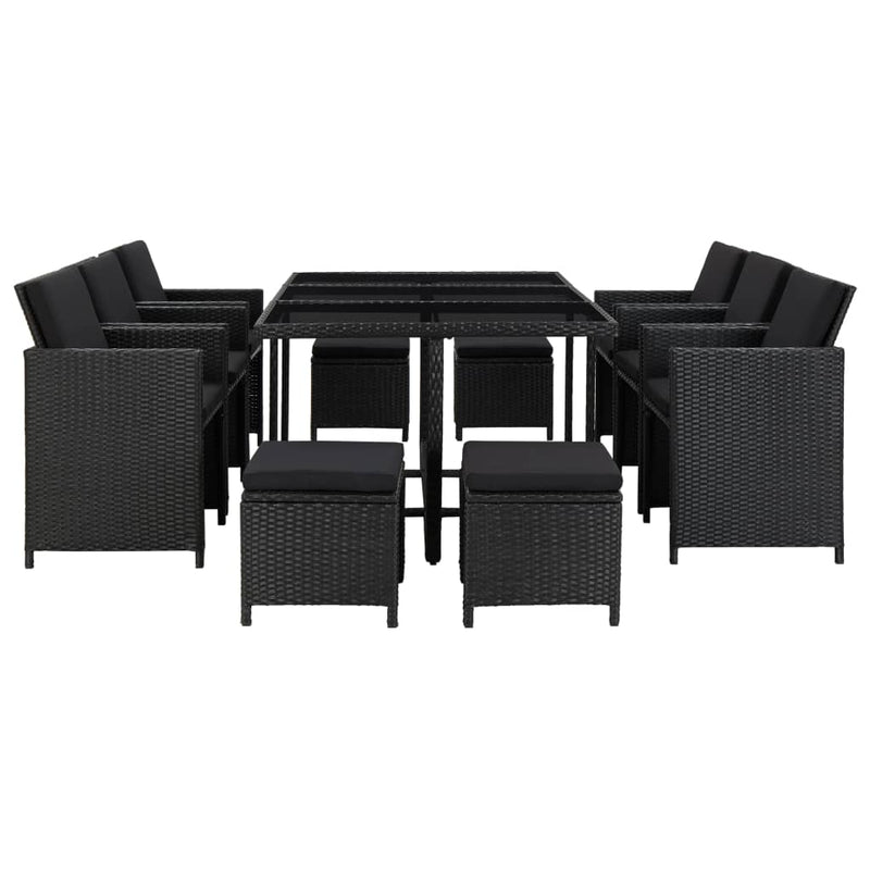 11_Piece_Outdoor_Dining_Set_with_Cushions_Poly_Rattan_Black_IMAGE_2_EAN:8719883741079