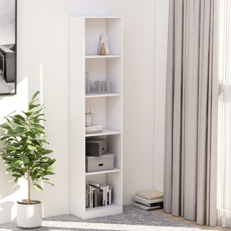 5-Tier_Book_Cabinet_White_40x24x175_cm_Engineered_Wood_IMAGE_1