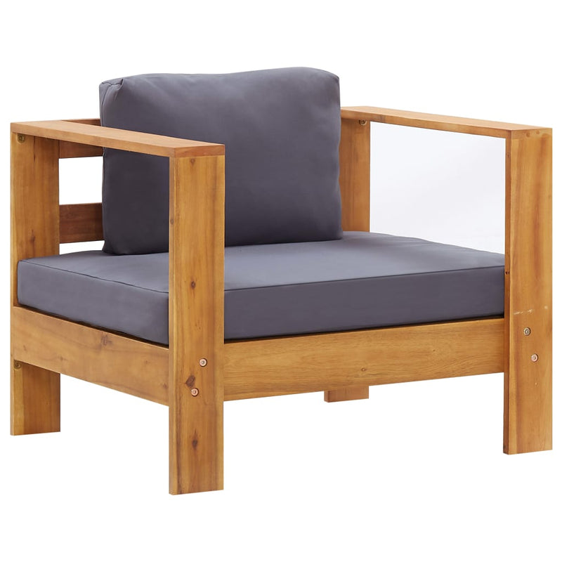 4 Piece Garden Lounge Set with Cushions Grey Solid Acacia Wood