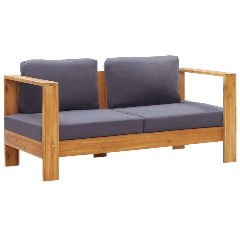 4 Piece Garden Lounge Set with Cushions Grey Solid Acacia Wood