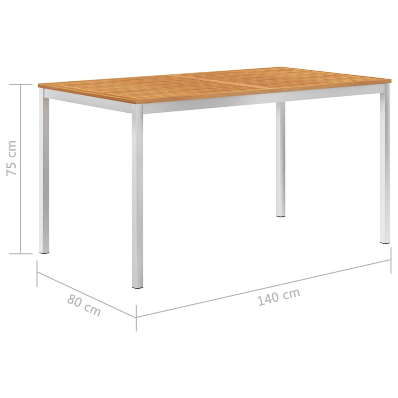 Garden_Dining_Table_140x80x75_cm_Solid_Acacia_Wood_and_Stainless_Steel_IMAGE_5
