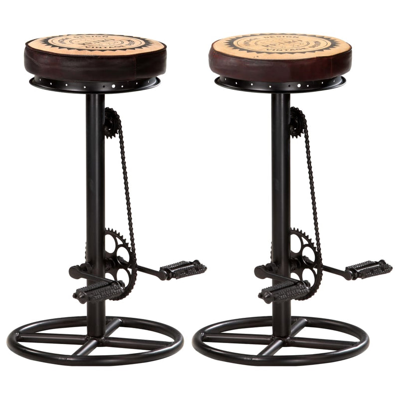Bar_Stools_with_Canvas_Print_2_pcs_Black_and_Brown_Real_Leather_IMAGE_1_EAN:8719883823195