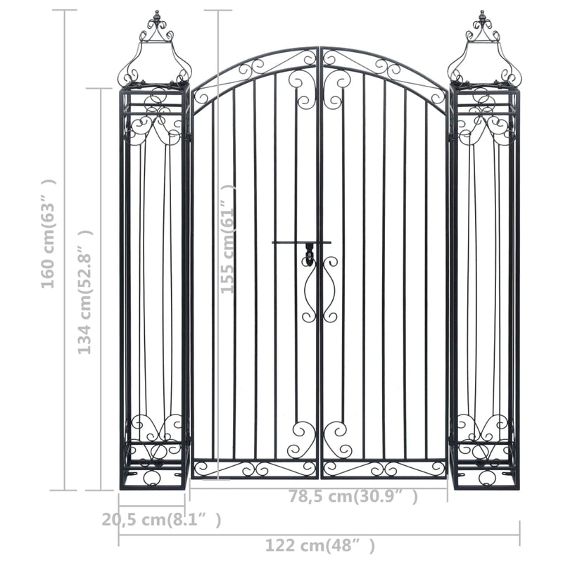 Ornamental Garden Gate Wrought Iron 122x20.5x160 cm