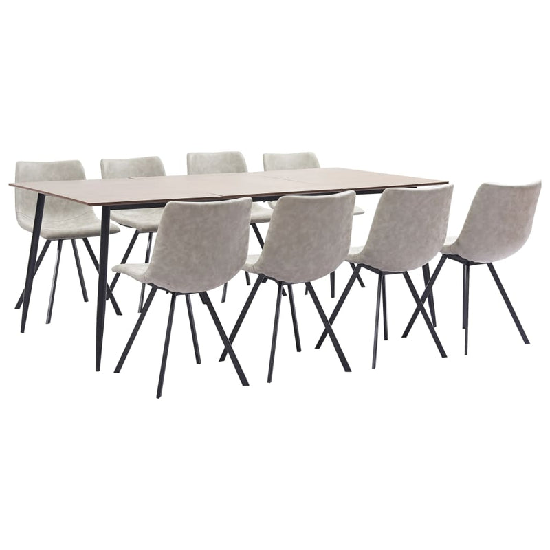 9_Piece_Dining_Set_Light_Grey_Faux_Leather_IMAGE_1