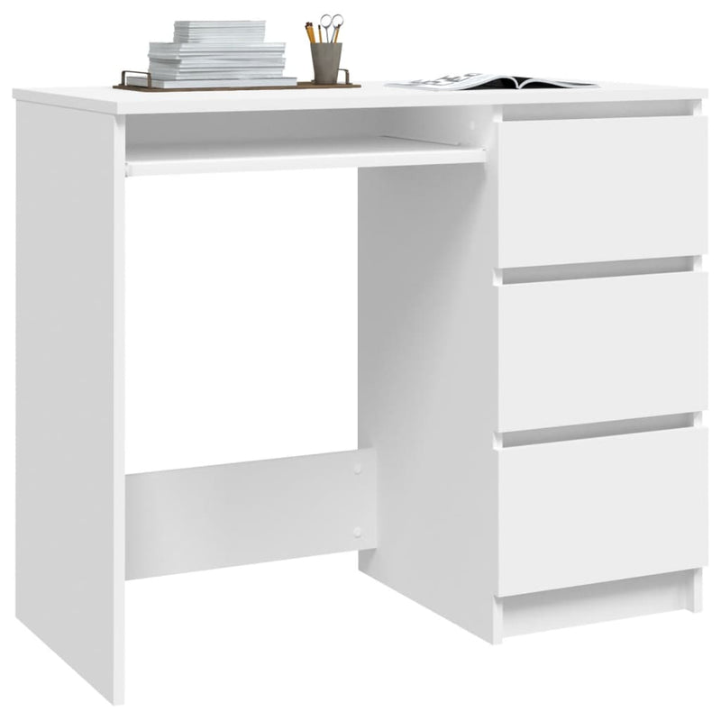 Desk White 90x45x76 cm Engineered Wood
