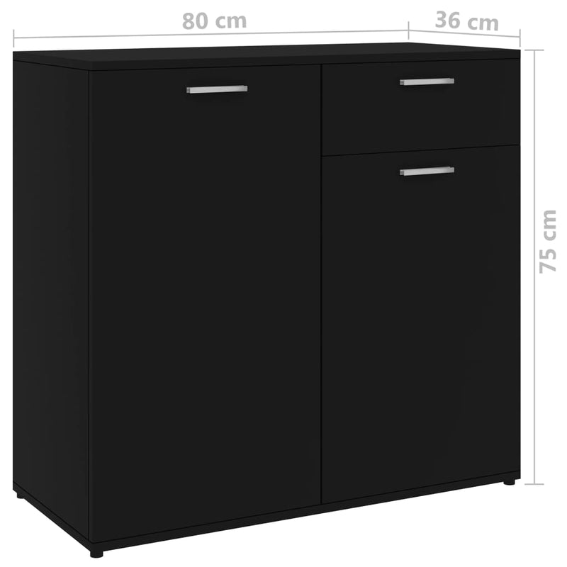 Sideboard Black 80x36x75 cm Engineered Wood