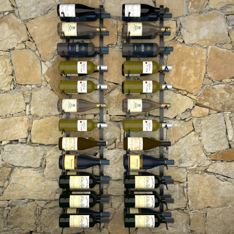 Wall-mounted Wine Racks for 48 Bottles 2 pcs Black Iron