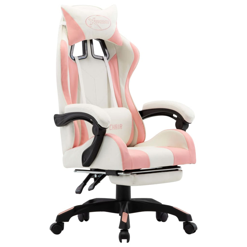 Racing_Chair_with_Footrest_Pink_and_White_Faux_Leather_IMAGE_1_EAN:8719883795942