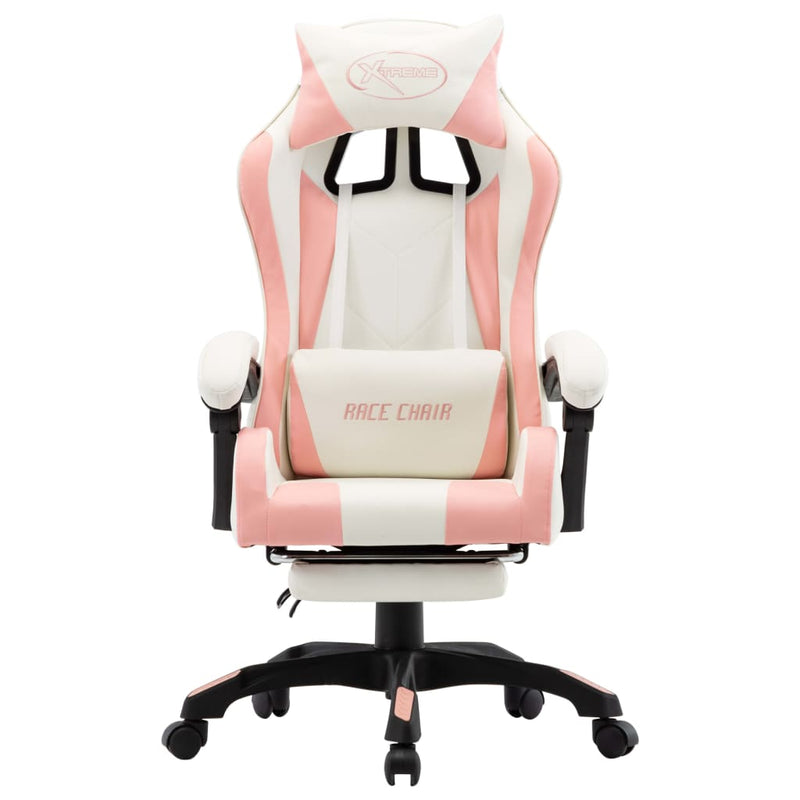 Racing_Chair_with_Footrest_Pink_and_White_Faux_Leather_IMAGE_2_EAN:8719883795942