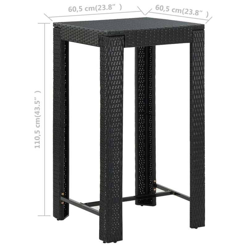 Garden Bar Table Black 60.5x60.5x110.5 cm Poly Rattan
