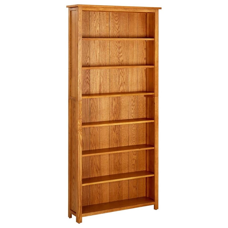 7-Tier_Bookcase_90x22.5x200_cm_Solid_Oak_Wood_IMAGE_1