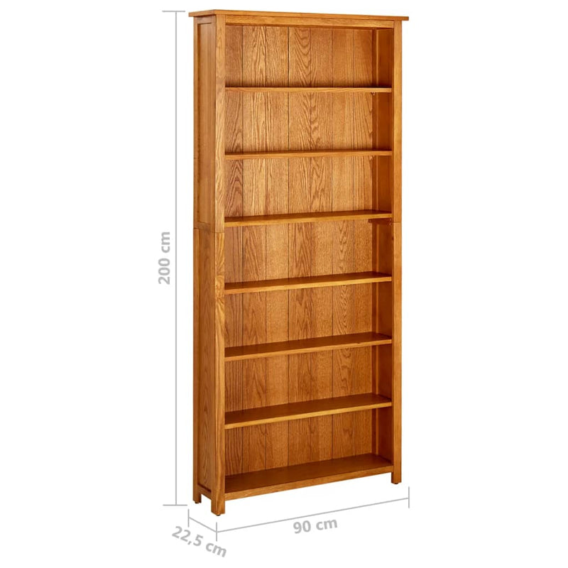 7-Tier_Bookcase_90x22.5x200_cm_Solid_Oak_Wood_IMAGE_6