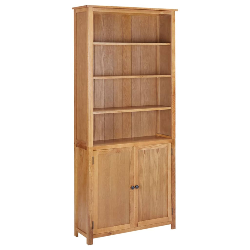 Bookcase_with_2_Doors_90x30x200_cm_Solid_Oak_Wood_IMAGE_1