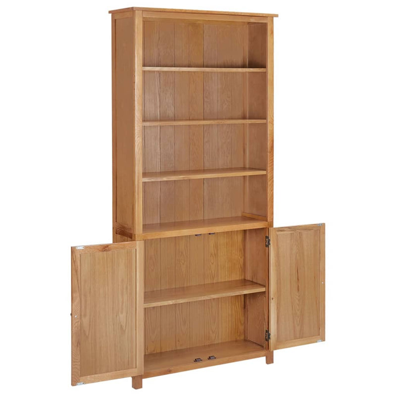 Bookcase_with_2_Doors_90x30x200_cm_Solid_Oak_Wood_IMAGE_5