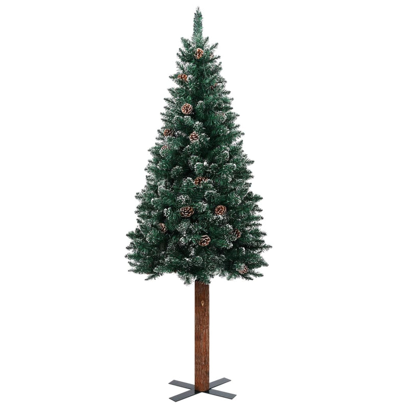 Slim_Christmas_Tree_with_Real_Wood_and_White_Snow_Green_180_cm_IMAGE_2