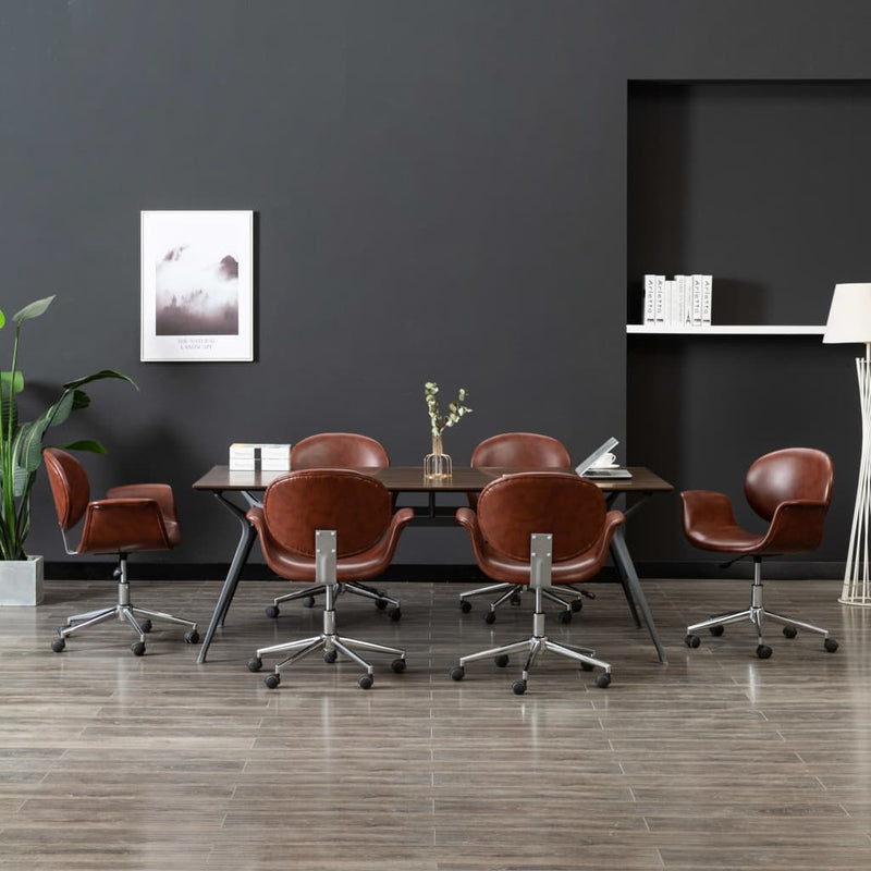 Swivel_Dining_Chairs_6_pcs_Brown_Faux_Leather_IMAGE_1