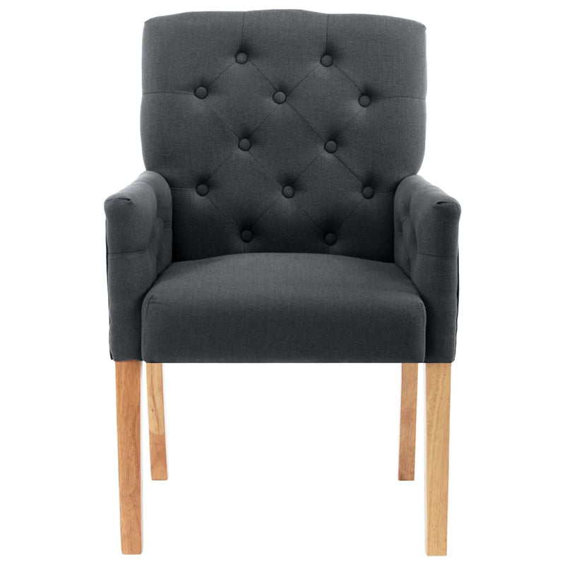 Dining Chair with Armrests Grey Fabric