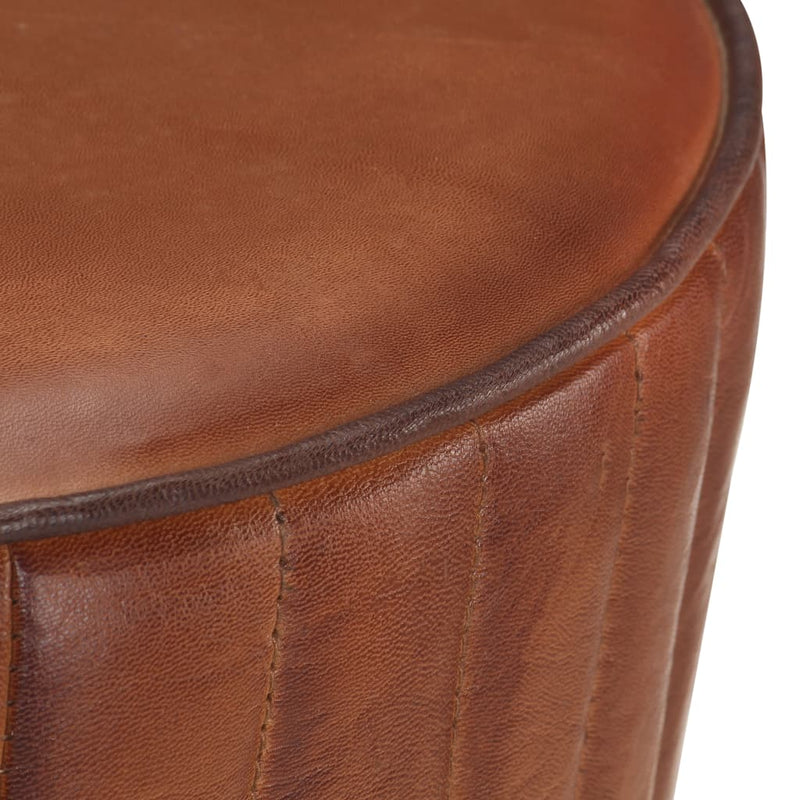 Bar Stool Brown Real Leather