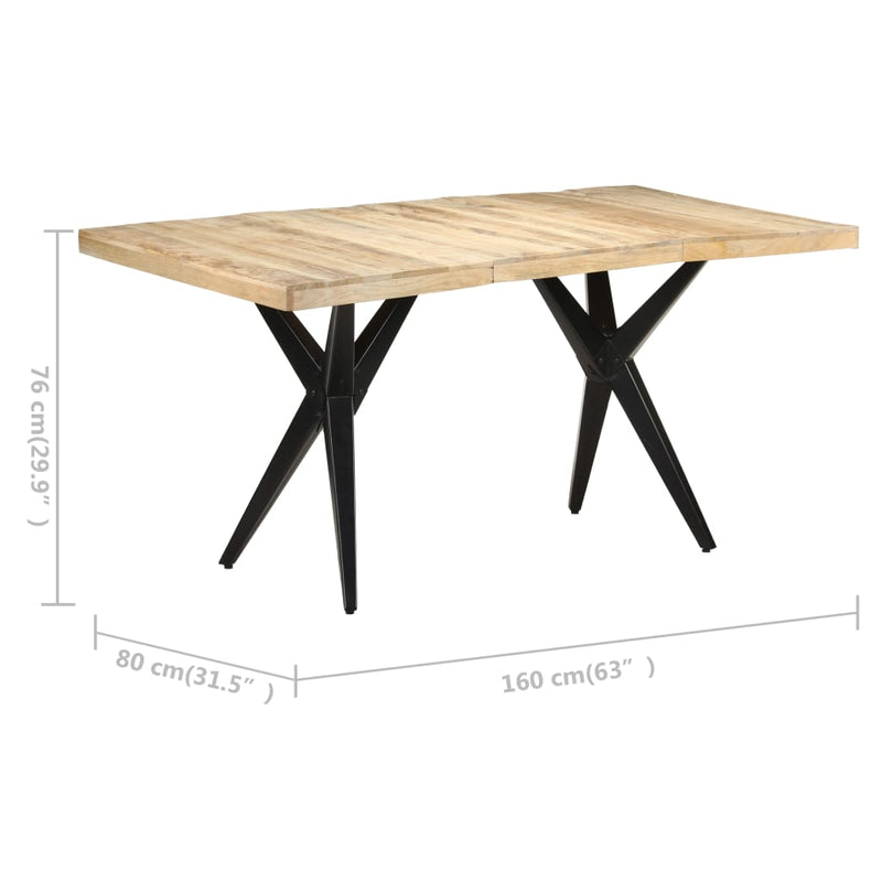 Dining Table 160x80x76 cm Rough Mango Wood