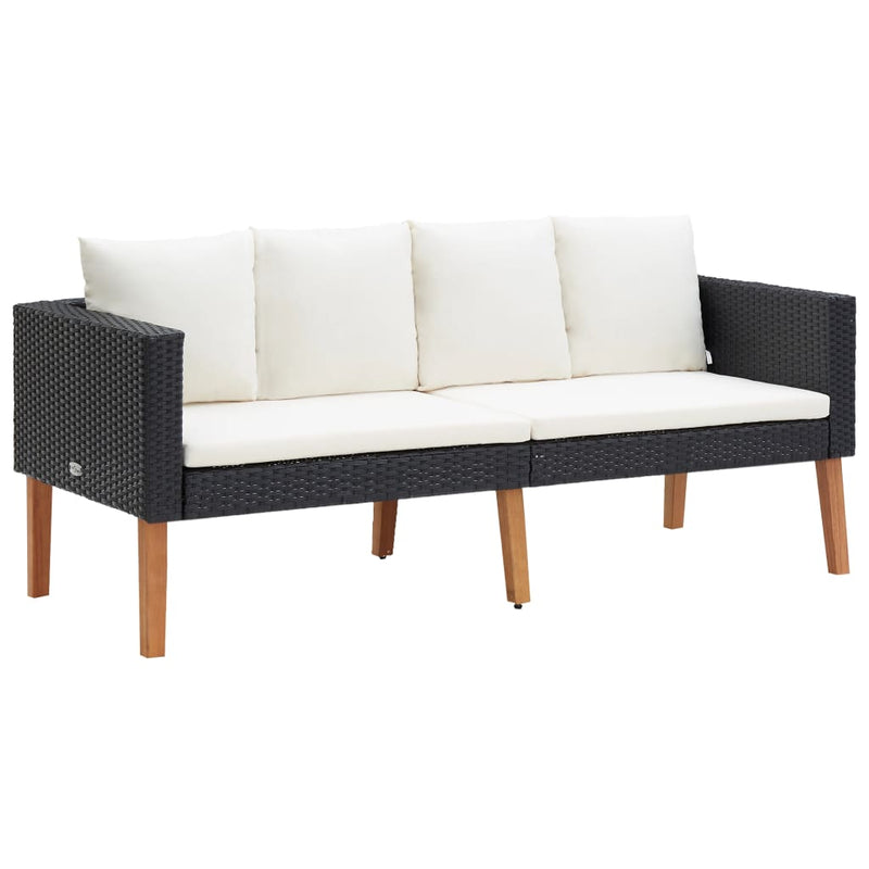 2-Seater_Garden_Sofa_with_Cushions_Poly_Rattan_Black_IMAGE_1_EAN:8720286073568