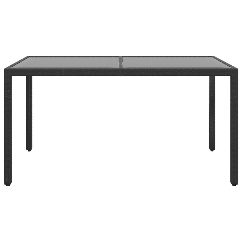 Garden_Table_150x90x75_cm_Tempered_Glass_and_Poly_Rattan_Black_IMAGE_2