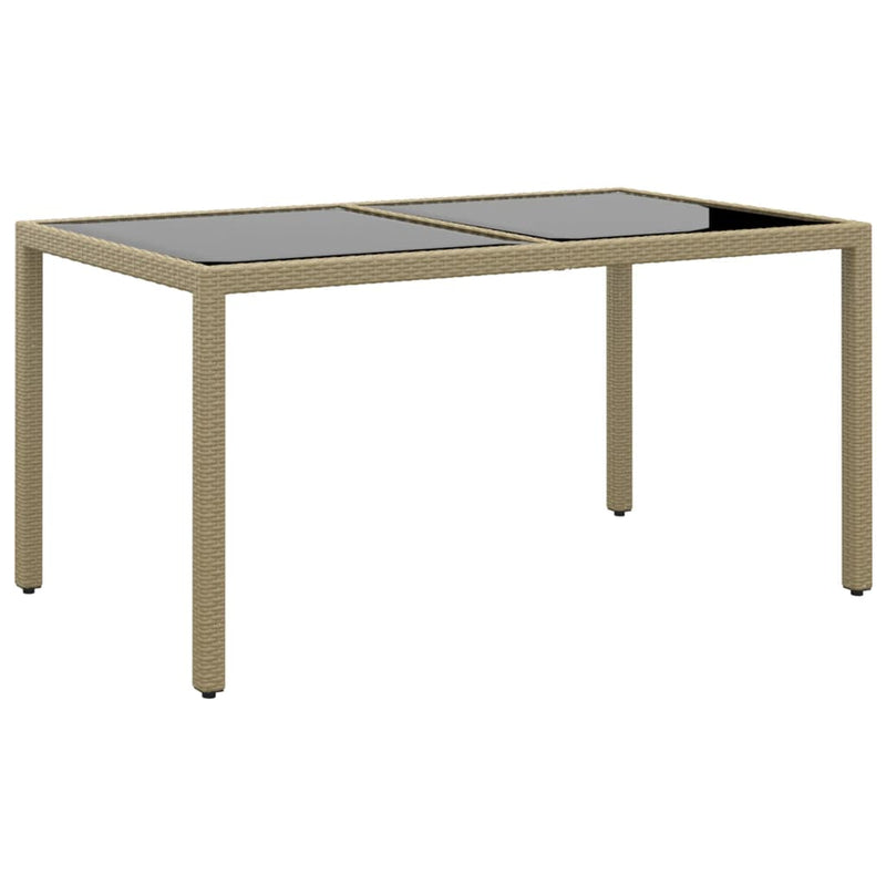 Garden_Table_150x90x75_cm_Tempered_Glass_and_Poly_Rattan_Beige_IMAGE_1