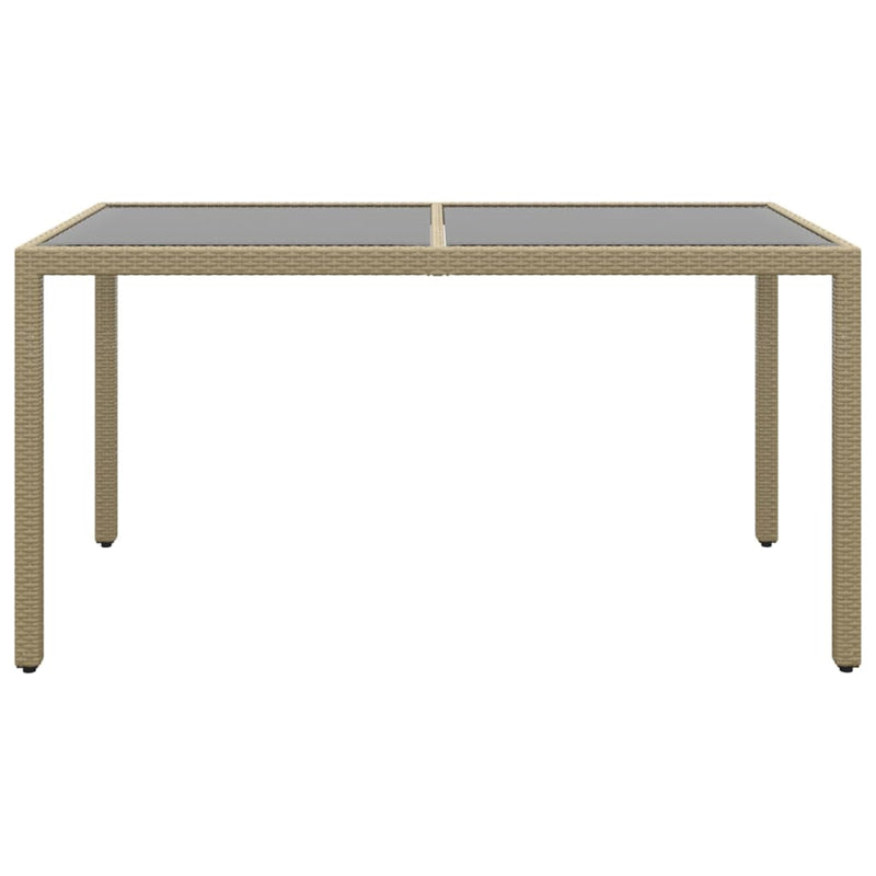 Garden_Table_150x90x75_cm_Tempered_Glass_and_Poly_Rattan_Beige_IMAGE_2