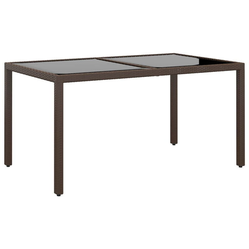Garden_Table_150x90x75_cm_Tempered_Glass_and_Poly_Rattan_Brown_IMAGE_1