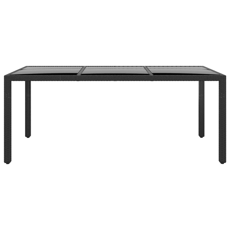 Garden_Table_190x90x75_cm_Tempered_Glass_and_Poly_Rattan_Black_IMAGE_2