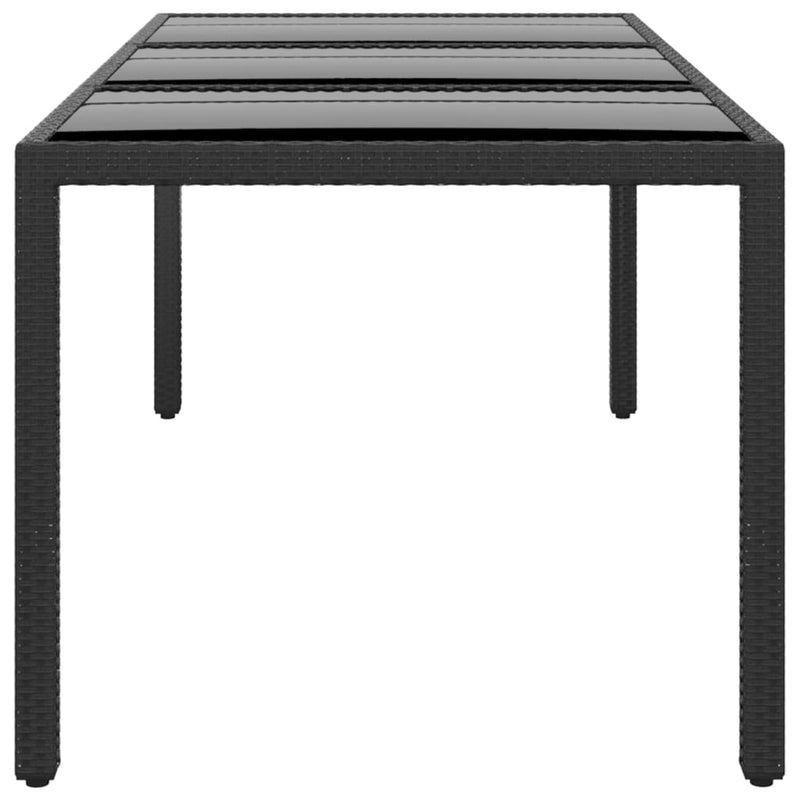 Garden_Table_190x90x75_cm_Tempered_Glass_and_Poly_Rattan_Black_IMAGE_3