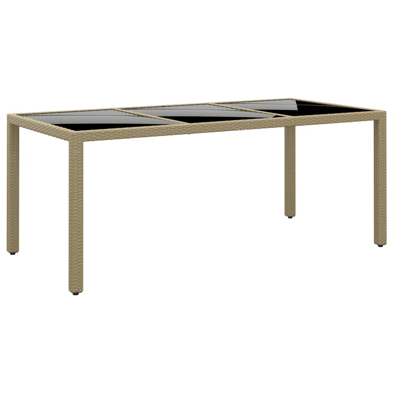 Garden_Table_190x90x75_cm_Tempered_Glass_and_Poly_Rattan_Beige_IMAGE_1