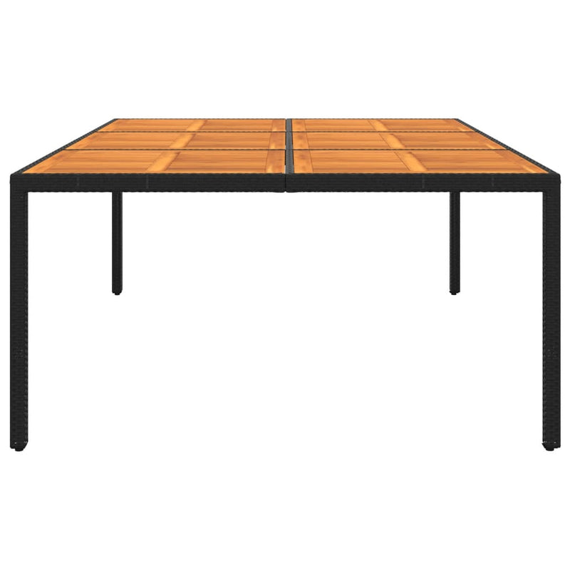 Garden Table 200x150x75 cm Acacia Wood and Poly Rattan Black