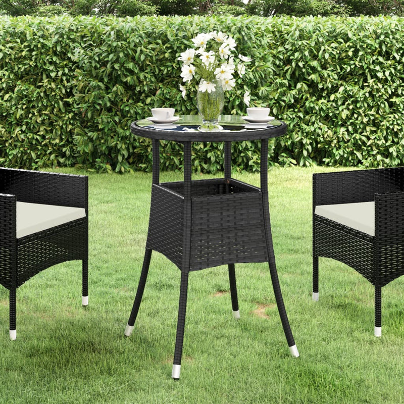 Garden_Table_Ø60x75_cm_Tempered_Glass_and_Poly_Rattan_Black_IMAGE_1