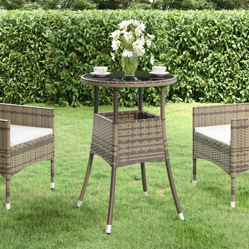 Garden_Table_Ø60x75_cm_Tempered_Glass_and_Poly_Rattan_Grey_IMAGE_1