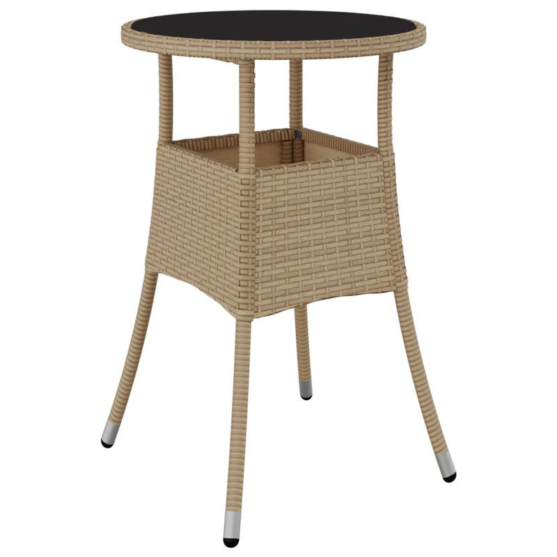 Garden_Table_Ø60x75_cm_Tempered_Glass_and_Poly_Rattan_Beige_IMAGE_2