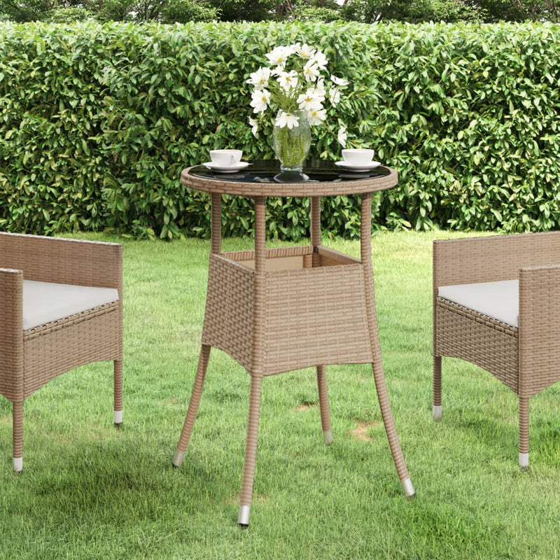 Garden_Table_Ø60x75_cm_Tempered_Glass_and_Poly_Rattan_Beige_IMAGE_1