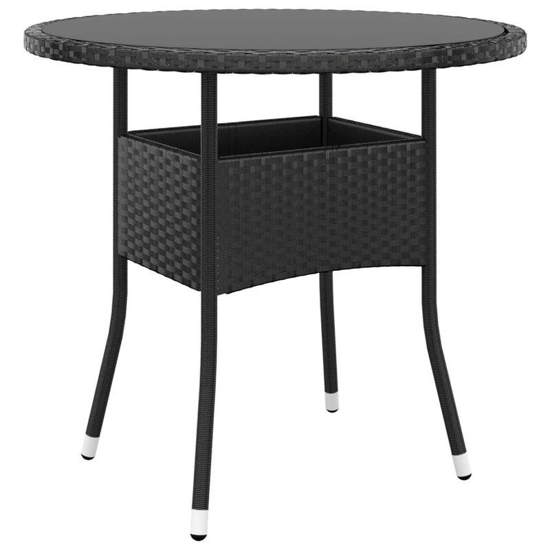 Garden_Table_Ø80x75_cm_Tempered_Glass_and_Poly_Rattan_Black_IMAGE_1