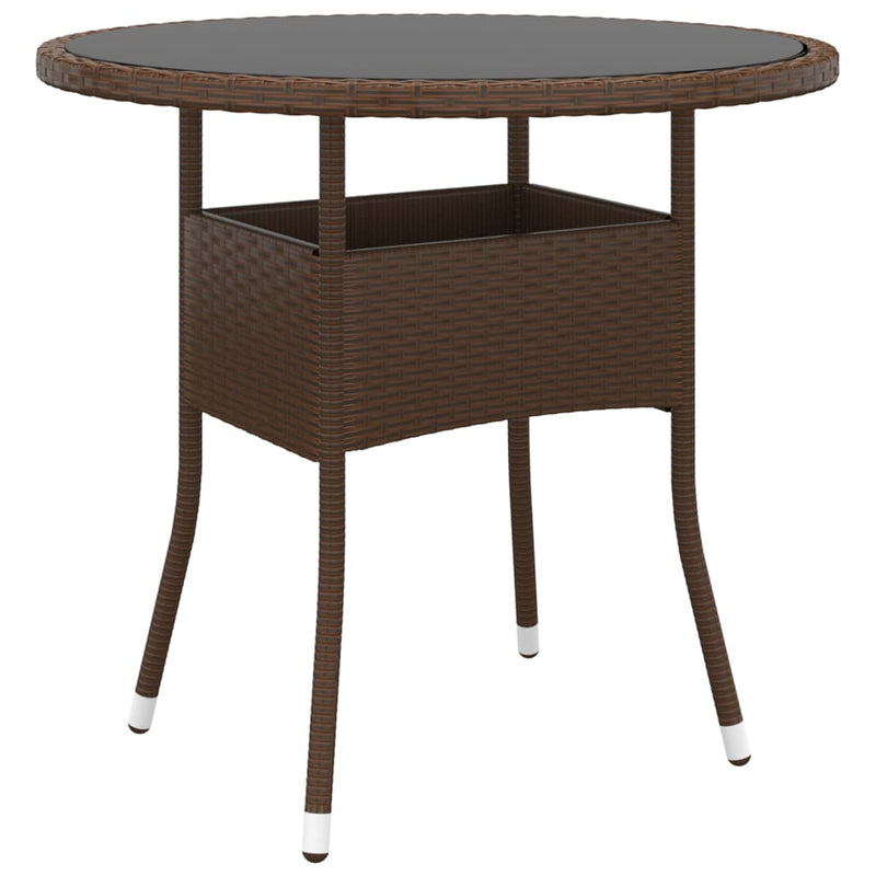 Garden_Table_Ø80x75_cm_Tempered_Glass_and_Poly_Rattan_Brown_IMAGE_1