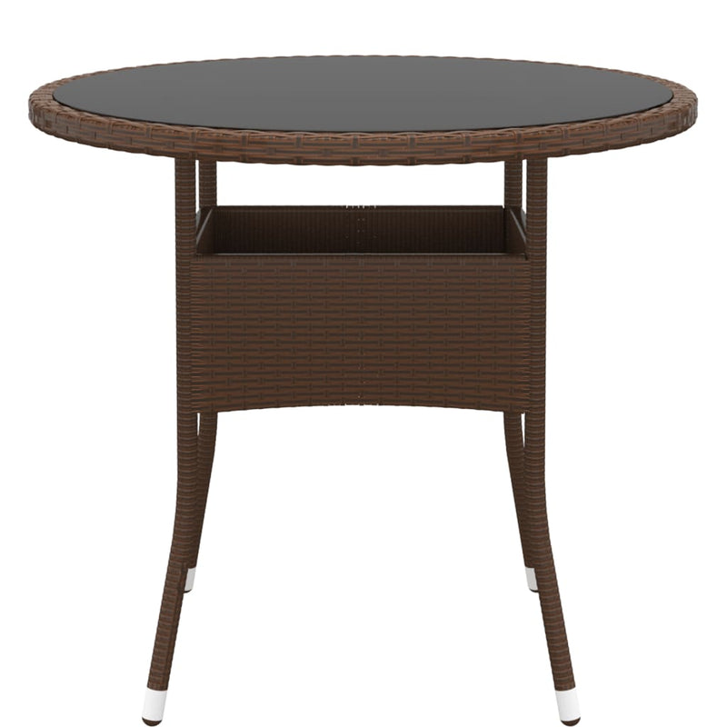Garden_Table_Ø80x75_cm_Tempered_Glass_and_Poly_Rattan_Brown_IMAGE_2