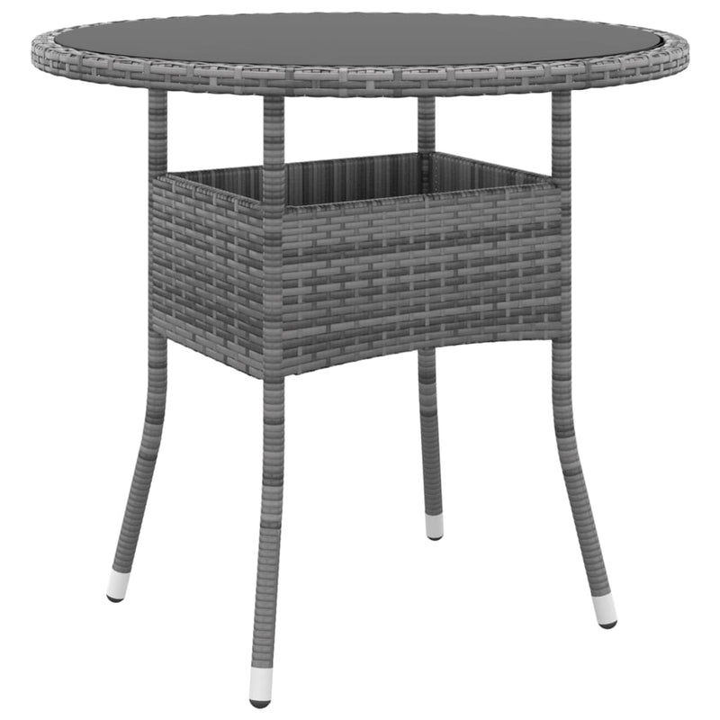 Garden_Table_Ø80x75_cm_Tempered_Glass_and_Poly_Rattan_Grey_IMAGE_1
