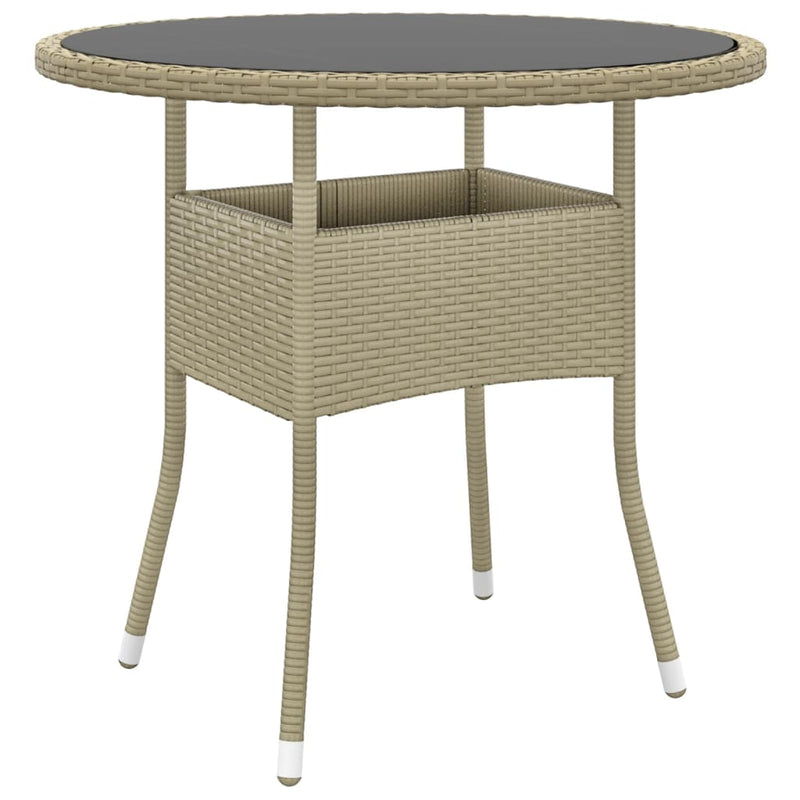 Garden_Table_Ø80x75_cm_Tempered_Glass_and_Poly_Rattan_Beige_IMAGE_1
